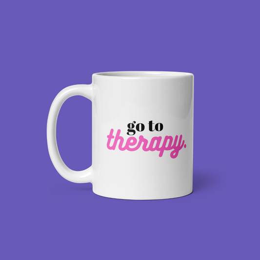 Go to Therapy. ☕🛋️✨ | Mug - Pink
