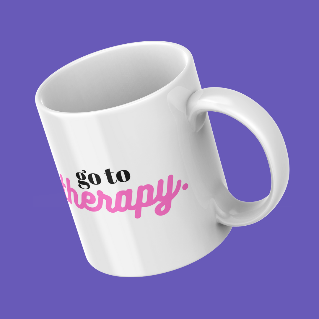 Go to Therapy. ☕🛋️✨ | Mug - Pink