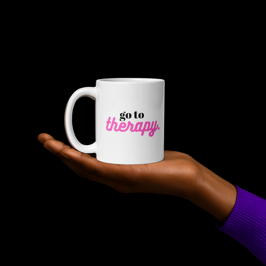 Go to Therapy. ☕🛋️✨ | Mug - Pink
