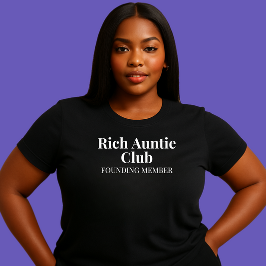 Rich Auntie Club Shirt – Black Luxury Auntie T-Shirt, Bougie Black Girl Shirt, Soft Aesthetic Tee for Women