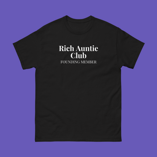 Rich Auntie Club Shirt – Black Luxury Auntie T-Shirt, Bougie Black Girl Shirt, Soft Aesthetic Tee for Women