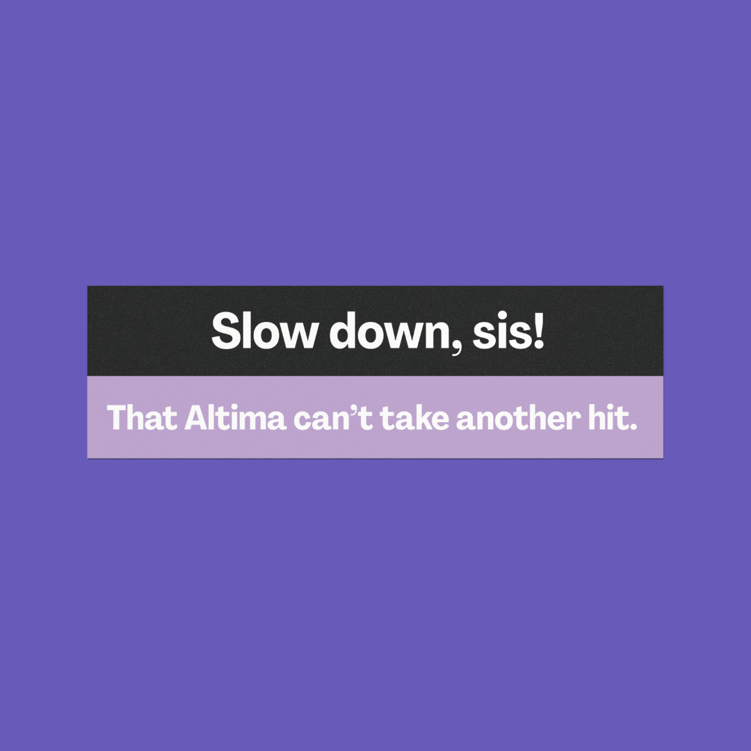 Slow Down, Sis! That Altima Can’t Take Another Hit 💥 | Bumper Magnet