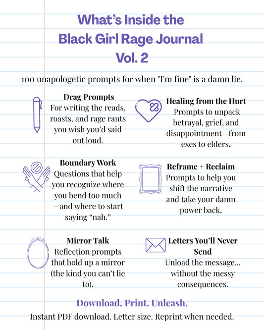 Black Girl Rage Journal Vol. 2 β Rage Journal Printable