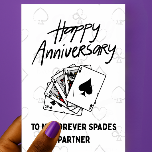 Happy Anniversary to My Forever Spades Partner | Funny Anniversary Card