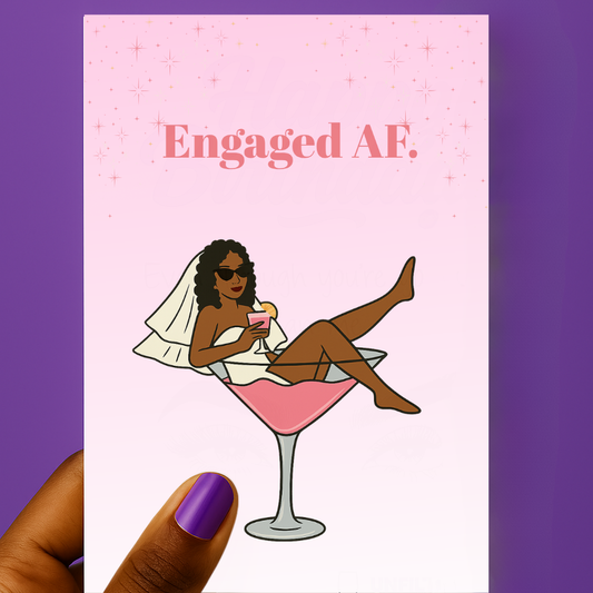 Engaged AF  – Funny Black Engagement Card