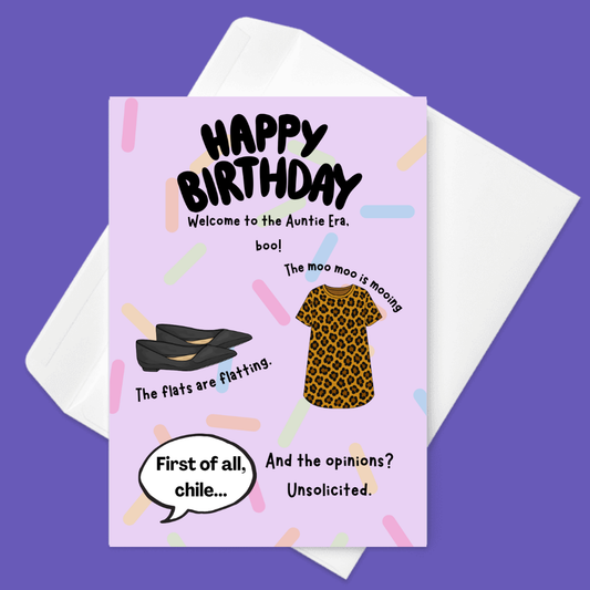 Welcome to the Auntie Era | Funny Black Birthday Card