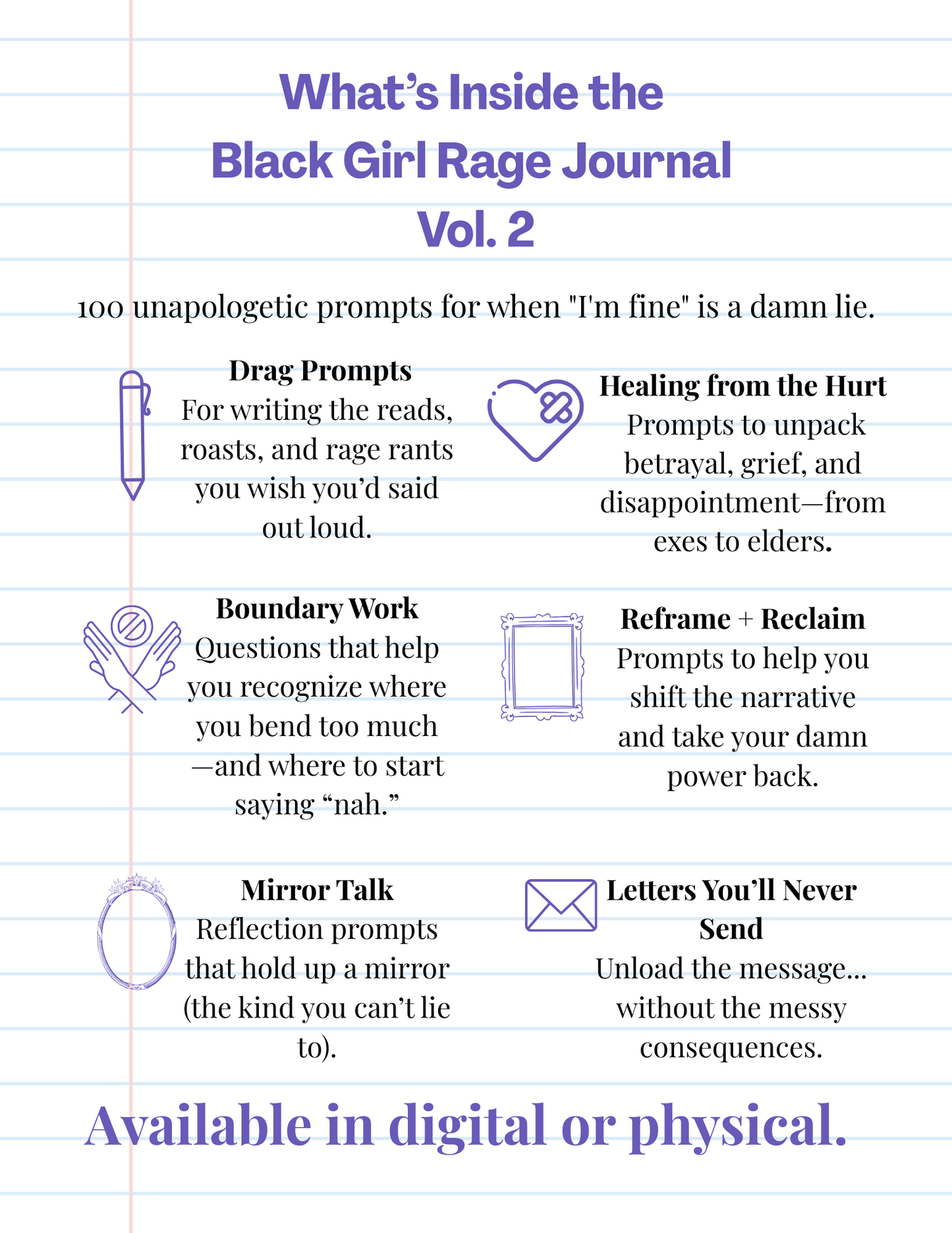 Black Girl Rage Journal™ Vol. 2 (Physical) | 100 Prompt Softcover Journal for Healing, Self-Care & Anger Release