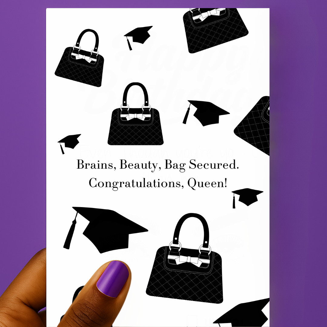 π§ ππ Brains Beauty Bag Graduation Card | Graduation Card | Unfiltered & Uncorked